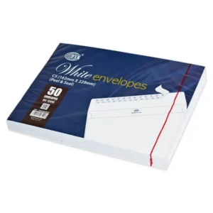 FIS White Envelope Peel & Seal, Pack of 50 Pcs. C5 (162 X 229 mm), 80 GSM