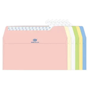 FIS Laid Paper Envelopes Peel & Seal, Pack of 25 Pcs. 6 Assorted Colors, DL (114 x 229 mm) Size, 100 GSM