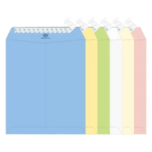 FIS Executive Laid Paper Envelopes Peel & Seal, Pack of 25 Pcs. 6 Assorted Colors, 12 x 10 inch Size, 100 GSM