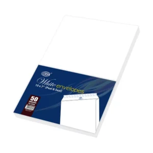 FIS White Envelopes Peel & Seal, Pack of 50 Pcs. 10 x 7 Inch, 80 GSM