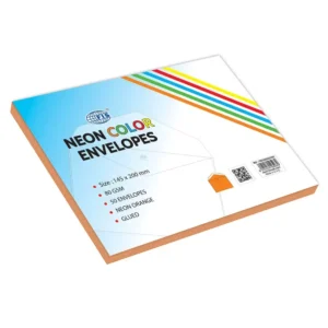 FIS Color Envelopes, Glued, Neon Orange Colors, Pack of 50 Pcs. 145 x 200 mm, 80 GSM