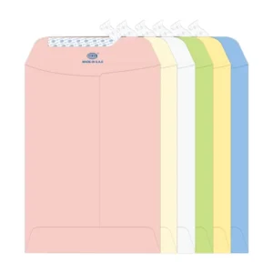 FIS Laid Paper Envelopes Peel & Seal, Pack of 25 Pcs. 6 Assorted Colors, 7.5 x 5 inch Size, 100 GSM