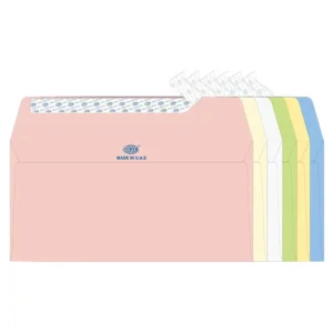 FIS Executive Laid Paper Envelopes Peel & Seal, Pack of 25 Pcs. 6 Assorted Colors, 115 x 225 mm Size, 100 GSM
