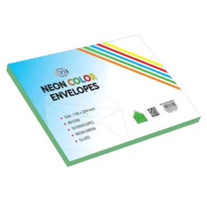 FIS Color Envelopes, Glued, Neon Green Colors, Pack of 50 Pcs. 136 x 204 mm, 80 GSM