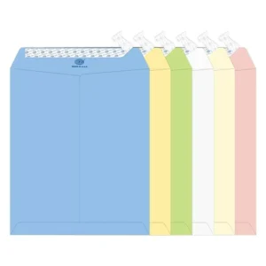 FIS Laid Paper Envelopes Peel & Seal, Pack of 60 Pcs. Assorted Colors Color, 12 x 10 Inch, 100 GSM