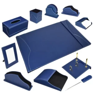 11-Piece FIS Executive Desk Set Italian PU, Blue