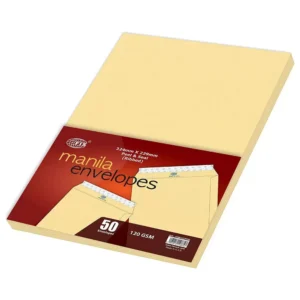 FIS Manila Envelopes Peel & Seal, Ribbed, Pack of 50 Pcs. C4 (324 x 229 mm), 120 GSM