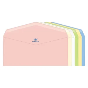 FIS Laid Paper Envelopes Glued, Pack of 25 Pcs. 6 Assorted Colors, 4 x 9 inch Size, 100 GSM