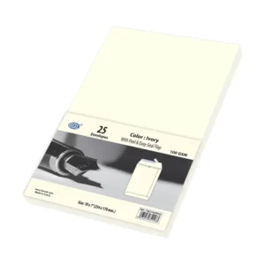 FIS Color Envelopes Peel & Seal, Pack of 25 Pcs. Ivory Color, 10 x 7 Inch, 100 GSM
