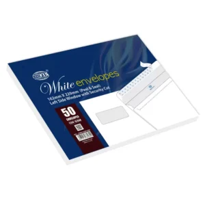 FIS White Envelopes Peel & Seal, Left Window, Security Cut, Inner Print, Pack of 50 Pcs. C5 (162 X 229 mm), 100 GSM