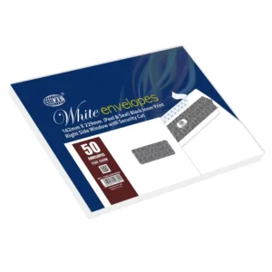 FIS White Envelope Peel & Seal, Right Window, Security Cut, Inner Print, Pack of 50 Pcs. C5 (162 X 229 mm), 100 GSM