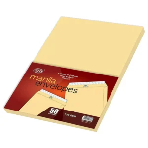 FIS Manila Envelopes Peel & Seal, Plain, Pack of 50 Pcs. C4 (324 x 229 mm), 120 GSM