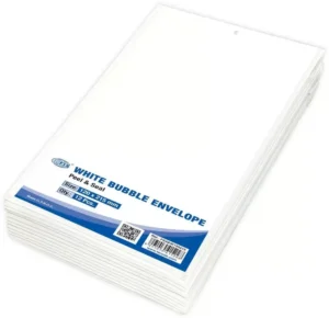 FIS White Bubble Envelopes, Peel and Seal, Pack 12 Pieces, 120X215 mm Size