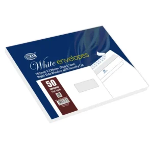 FIS White Envelopes Peel & Seal, Right Window, Security Cut, Inner Print, Pack of 50 Pcs. C5 (162 X 229 mm), 100 GSM