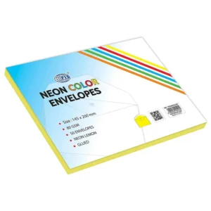 FIS Color Envelopes, Glued, Neon Lemon Colors, Pack of 50 Pcs. 145 x 200 mm, 80 GSM