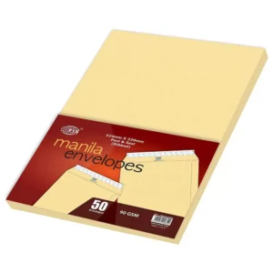 FIS Manila Envelopes Peel & Seal, Ribbed, Pack of 50 Pcs. C4 (324 x 229 mm), 90 GSM