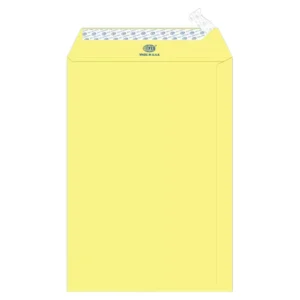 FIS Color Envelopes Peel & Seal, Pastel Colors, Pack of 50 Pcs. Yellow Color, 10 x 7 Inch, 80 GSM