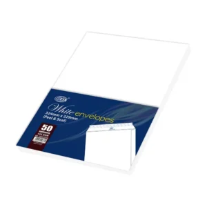 FIS White Envelopes Peel & Seal, Security Cut, Pack of 50 Pcs. C4 (324 X 229 mm), 120 GSM