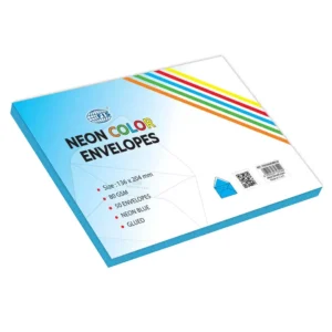 FIS Color Envelopes, Glued, Neon Blue Colors, Pack of 50 Pcs. 136 x 204 mm, 80 GSM