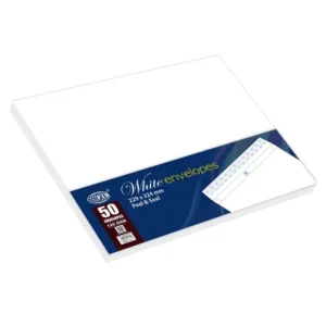 FIS White Envelopes Peel & Seal, Pack of 50 Pcs. C4 (229 X 324 mm), 120 GSM