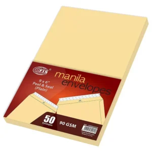 FIS Manila Envelopes, Peel & Seal Plain, Pack of 50 Pcs. 9 x 6 inch, 90 GSM