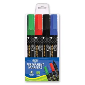 Fis Permanent Markers – Broad 4 Pieces (assorted Colors) – FSMKPB04-4