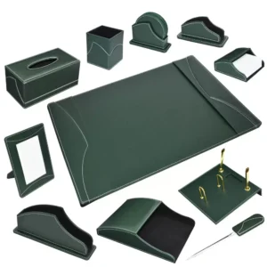 11-Piece FIS Executive Desk Set Italian PU, Green