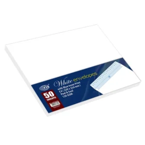 FIS White Envelopes Glued Peel & Seal Inner Print Blue, Pack of 50 Pcs. C4 (229 x 324 mm), 120 GSM