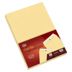 FIS Manila Envelopes Peel & Seal, Basket, Pack of 50 Pcs. 12 x 10 Inch, 120 GSM