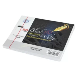 FIS Black & White Envelope Peel & Seal with Inprint Security Cut, Pack of 25 Pcs. C5 (162 x 229 mm), 100 GSM