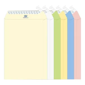 FIS Executive Laid Paper Envelopes Peel & Seal, Pack of 25 Pcs. 6 Assorted Colors, C4 (324 x 229 mm) Size, 100 GSM