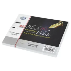 FIS Black & White Envelope Peel & Seal with Inner Print, Security Cut, Left Window, Pack of 25 Pcs. C5 (162 x 229 mm), 100 GSM