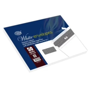 FIS White Envelope Peel & Seal, Left Window, Security Cut, Inner Print, Pack of 50 Pcs. C5 (162 X 229 mm), 100 GSM