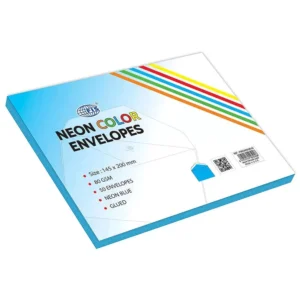 FIS Color Envelopes, Glued, Neon Blue Colors, Pack of 50 Pcs. 145 x 200 mm, 80 GSM
