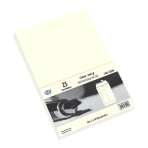 FIS Color Envelopes Peel & Seal, Pack of 25 Pcs. Ivory Color, 12 x 10 Inch, 100 GSM