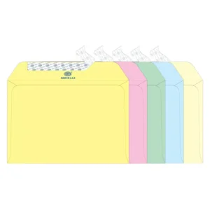 FIS Color Envelopes, Peel & Seal, Pastel 5 Assorted Colors, Pack of 50 Pcs. C5 (162 x 229 mm), 80 GSM