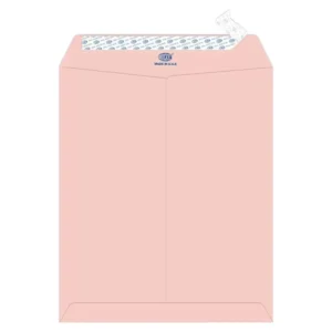 FIS Executive Laid Paper Envelopes Peel & Seal, Pack of 25 Pcs. Pink Color, 12 x 10 inch Size, 100 GSM