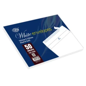 FIS White Envelope Peel & Seal, Pack of 50 Pcs. C5 (162 X 229 mm), 100 GSM
