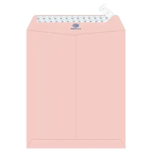 FIS Laid Paper Envelopes Peel & Seal, Pack of 50 Pcs. Pink Color, 12 x 10 Inch, 100 GSM