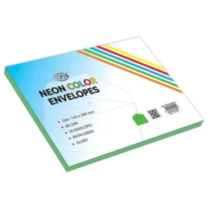 FIS Color Envelopes, Glued, Neon Green Colors, Pack of 50 Pcs. 145 x 200 mm, 80 GSM