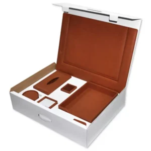 7-Piece FIS Executive Desk Set Italian PU, Brown