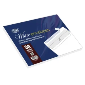 FIS Peel & Seal, Inner Print Grey, Security Cut, Pack of 50 Pcs. C5 (162 X 229 mm), 100 GSM