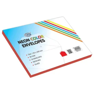 FIS Color Envelopes, Glued, Neon Red Colors, Pack of 50 Pcs. 145 x 200 mm, 80 GSM