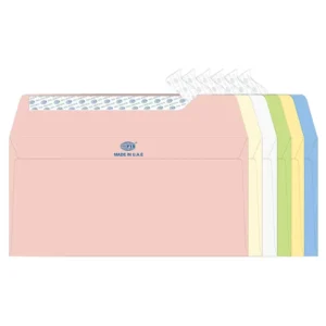 FIS Laid Paper Envelopes Peel & Seal, Pack of 25 Pcs. 6 Assorted Colors, DL (110 x 220 mm) Size, 100 GSM