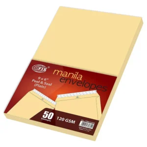 FIS Manila Envelopes, Peel & Seal Plain, Pack of 50 Pcs. 9 x 6 inch, 120 GSM – FSME1232P50