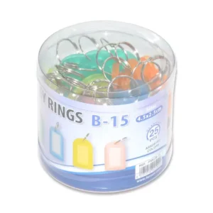 FIS Key Rings 25 Pieces Per Pack, Assorted Colors, 4.5 x 2.5 cm Size – FSKCB-15