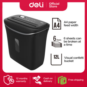 Deli Paper Shredder A4 220mm 6 Sheets