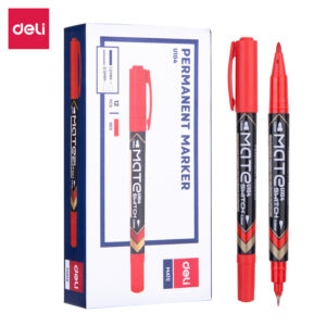 Dual Tip Permanent Marker 0.5mm/1.0mm (1×12) Red