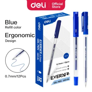 Deli Gel Pen Bullet Tip 0.7mm Blue (1×12)