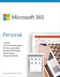 Microsoft 365 Personal – For PC, Mac, iOS and Android, English Subscription, Middle East Version, 1 Year License, for 1 User | QQ2-01011